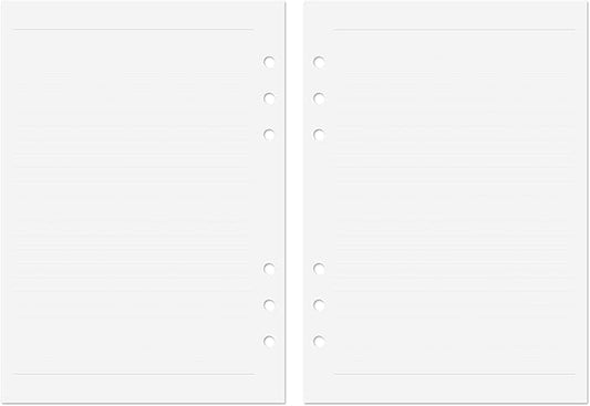 Discagenda Planner Insert Refills 6-Hole Ringbound 60 Sheets 120gsm 80lb 5.8x8.3in (Ruled, A5)