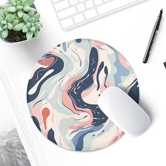 ITNRSIIET Round Mouse Pad with Stitched Edge Premium-Textured Waterproof Non-Slip Rubber Base Desktop Protection Mat Diameter 8.7 inches, Art Style Pattern