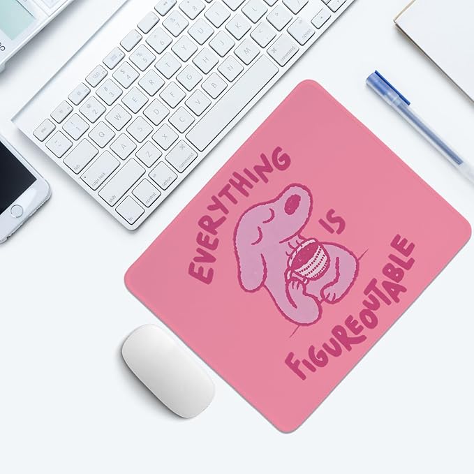 Pink Cute Dog Mouse Pad,Positive Affirmations Mouse Pads,Kawaii Motivational Desk Mat for Home Office Dorm Desktop Decor,Dog Lover Gift,Everything is Figureoutable,10.2x8.3 Inch