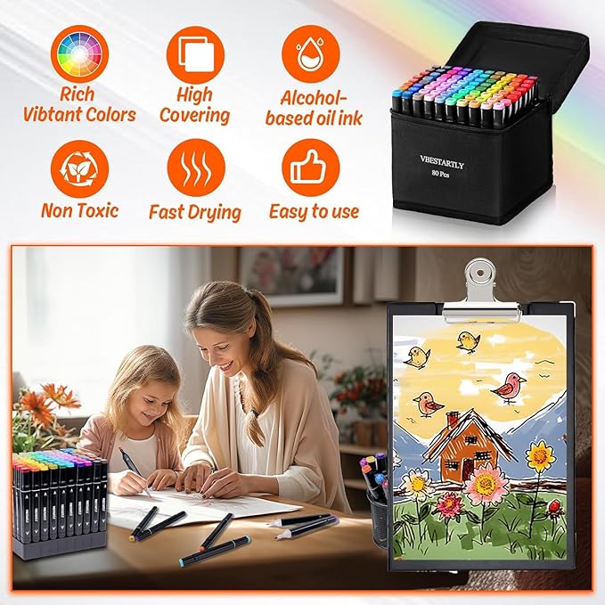 168 Colors Alcohol Markers with Base, Permanent Dual Tip Art Markers for Adults Anime Coloring Sketch Illustrations Pefect for Gift- Refillable