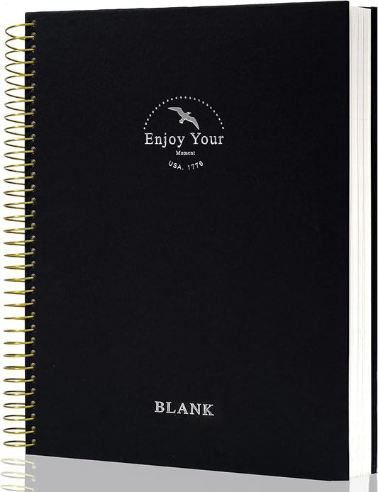 FLYING EAGLE Blank Paper Spiral notebook Journal 8.5 x 11 Blank Large Spiral Notebook 210 Pages Hardcover Spiral Sketchbook Sketch Book for drawing for Men Women,Black