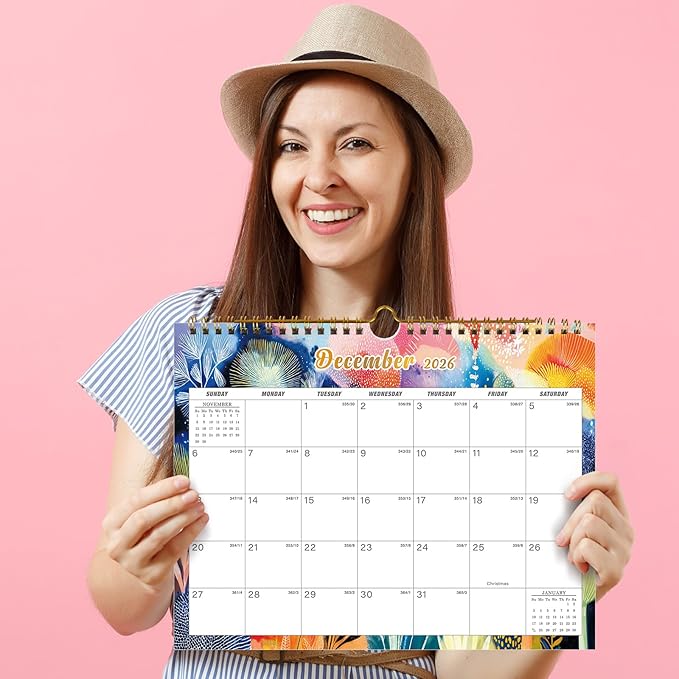 Calendar 2026 - 18 Monthly Wall Calendar, January 2026 - June 2027, 8.5" x 11", Calendar 2026 - 2027 with Twin-Wire Binding, Hanging Hook, Blocks and Julian Dates (Botanical Whimsy Wall Calendar)