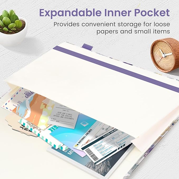 Taja Pretty Lined Journal for Women, Aesthetic Cute Hardcover Leather Journal for Writing, A5 College Ruled Notebook for Work & Note Taking, Perfect for Office School Home, 160 Pages, Purple Blocks