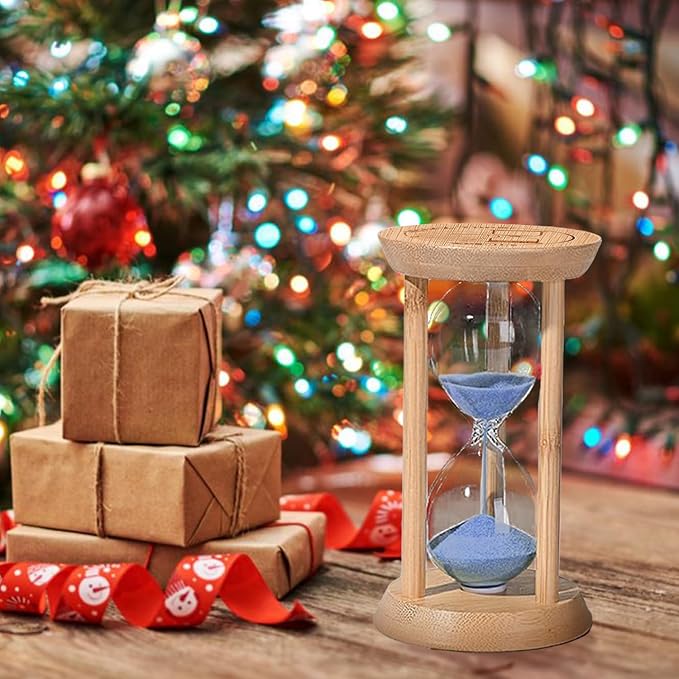 Sand Timer 30 Minute, Half-Hour Hourglass, Blue Sand Watch 30 Min,Decorative Wooden Sandglass for Work,Study,Cooking,Desk Decor & Gift
