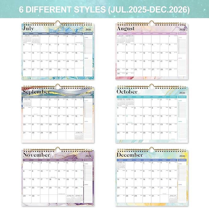 2026 Calendar - 18 Monthly Wall Calendar, July 2025 - December 2026,8.5" x 11", Calendar 2026 with Twin-Wire Binding, Hanging Hook, Blocks and Julian Dates (Calendar Blue)