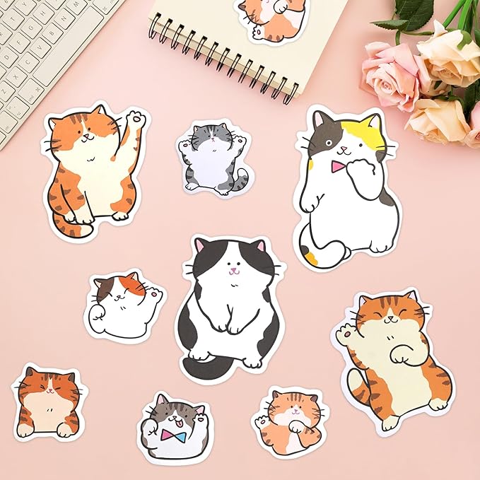 Cute Cat Shaped Sticky Notes Set - 6 Kawaii Animal Memo Note Pads with Cartoon Cats Design - 360 Sheets Themed Stationery Notepad for School, Office Supplies, Gifts for Cat Lovers