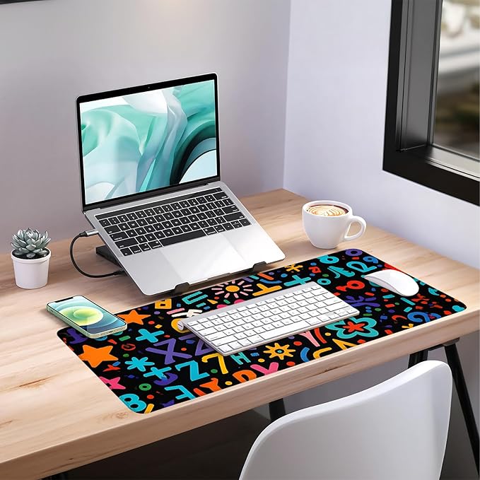 Colorful Abstract Art Extended Gaming Mouse Pad 35.4 x 15.7 Inch – Vibrant Desk Mat for Gaming, Office, and Study, with Non-Slip Rubber Base and Smooth Cloth Surface