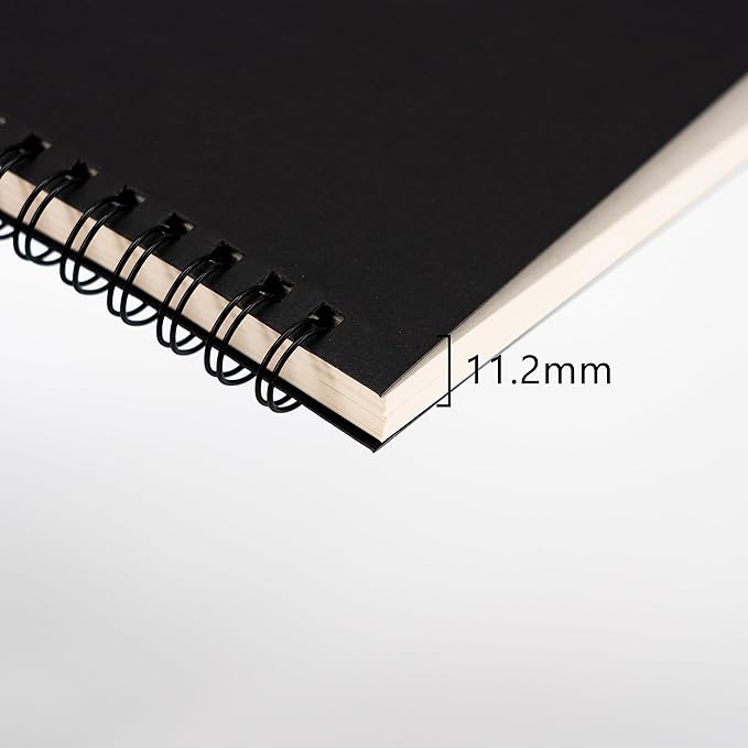 DSTELIN 9 inch x 6 inch, 100GSM, Blank Spiral Notebook, 2-Pack, Soft Cover, Sketch book, 160 Pages / 80 Sheets, (Black)