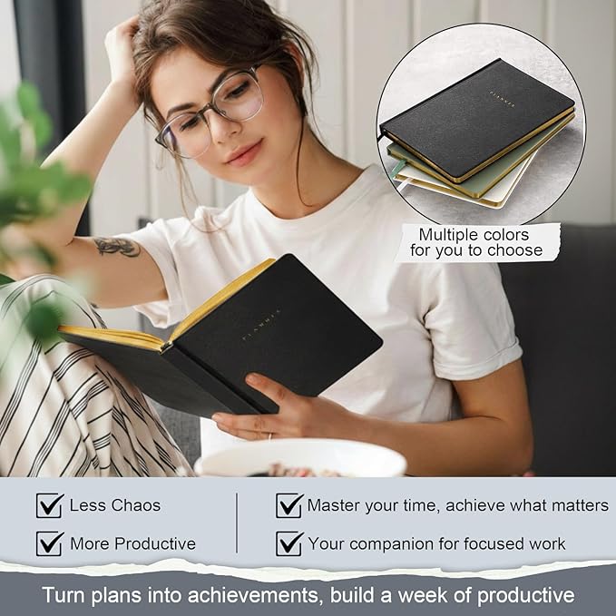 Productivity 2026 Planner Undated Daily Weekly Monthly Time Management & Organization Goal Achievement for Professionals & Students Workers(Black)