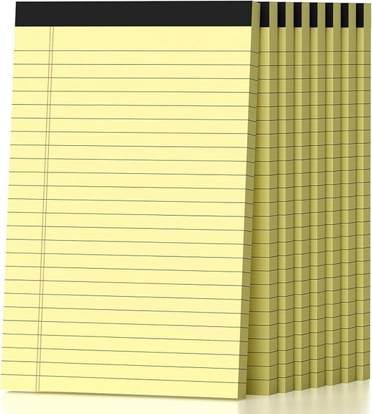 8 Pack Note Pads 5 x 8 Inch, Yellow Narrow Ruled Small Legal Pads, Perforated Notepad 5 x 8 Lined Writing Pads, College Lined Legal Notepads for To-do Lists, Daily Note-taking, School and Office