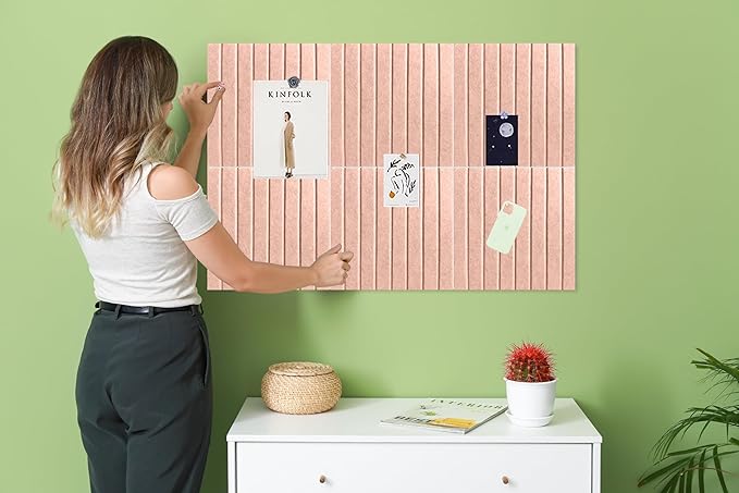 Cork Board for Walls 36" x 24", 6 Pack Felt Bulletin Board Wall Tiles with 30 Push Pins for Home Kitchen School Office Wall DIY Decorative