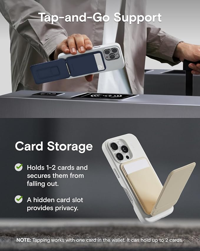 MOFT Phone Tripod Wallet, 3 in 1 Phone Stand Magnetic Wallet, NFC-Supported Magnetic Phone Stand, MOVAS Vegan Leather Adjustable Card Holder, Earthen Beige