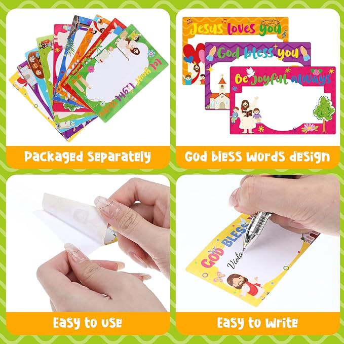 Harloon 270 Pcs Bible Verse Name Tag Stickers for Desk God Bless Self Adhesive Labeling Christian Religious Name Tags Sunday Gift Motivational Writable Blank for Kids Classroom School Supplies