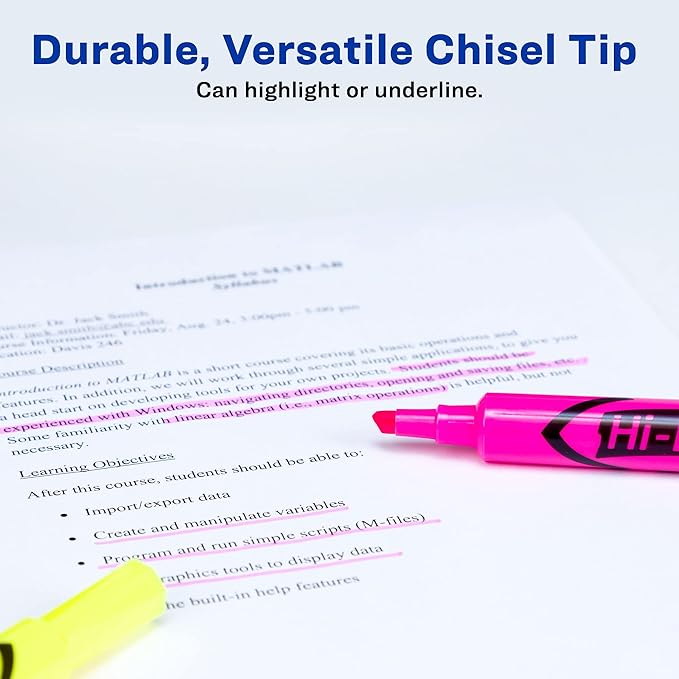 Avery Hi-Liter, Desk Style, Chisel Tip, 24 Pink and Yellow Highlighters, 2-Pack, 48 Total (31448)