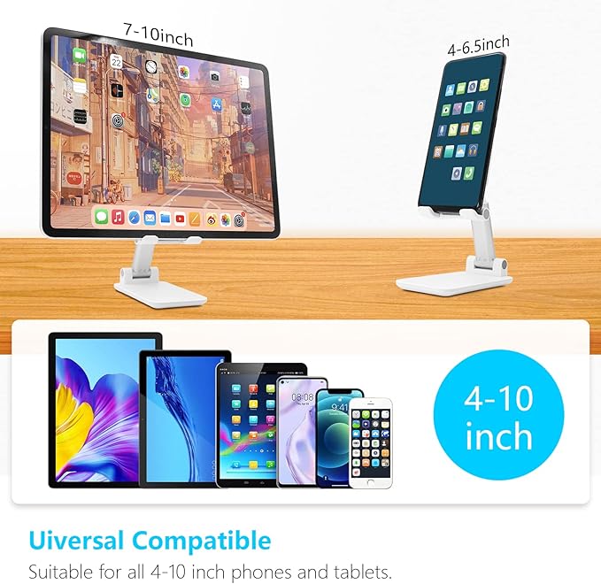 2 Pack Cell Phone Stand, Fully Adjustable Angle Height Phone Stand for Desktop, Foldable Phone Holder Compatible with All Phones 15 14 13 12 11 (Black and White)