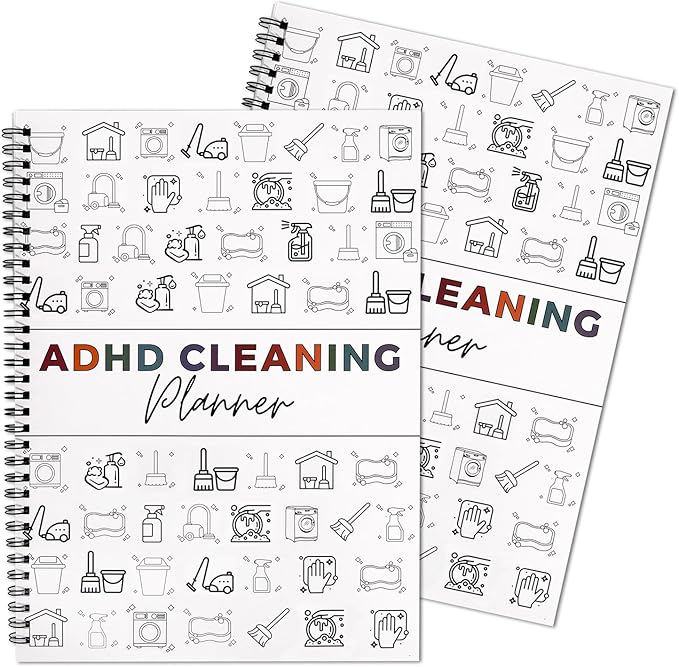 2pcs Adhd Cleaning Planner for Adults Women Teens Adhd Cleaning and Organizing Planner Cleaning Schedule and Checklist Notebook List Daily Weekly Monthly for Home Chore Chart Adhd Daily Planner