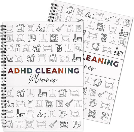 2pcs Adhd Cleaning Planner for Adults Women Teens Adhd Cleaning and Organizing Planner Cleaning Schedule and Checklist Notebook List Daily Weekly Monthly for Home Chore Chart Adhd Daily Planner