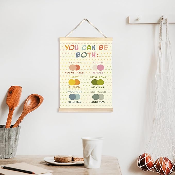 CGBHW Mental Health Poster Hanger Frame 12x16 for Kids, Positive Affirmations Posters Wall Art Hanging Decor for Counselling Therapy Office Classroom Nursery Bedroom, Inspirational Wall Decor