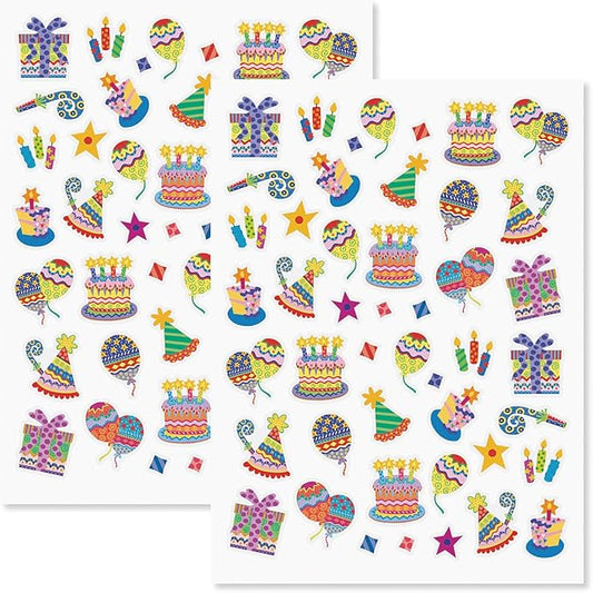 Current Colorful Celebration Birthday Party Sticker Variety Pack-2 Sheets,92 Assorted Stickers for Kids, Teachers, School, Scrapbooking, Journals, Monthly Planners, Calendars, Crafts & Greeting Cards