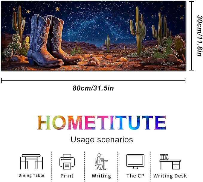 Large Mouse Pad Gaming Mousepad 31.5 x 11.8 Inch Keyboard Desktop Mat Diatomite XL Mouse Pad for Home and Office Desk Accessories with Western Desert Boots Night Sky Artwork Diatomite