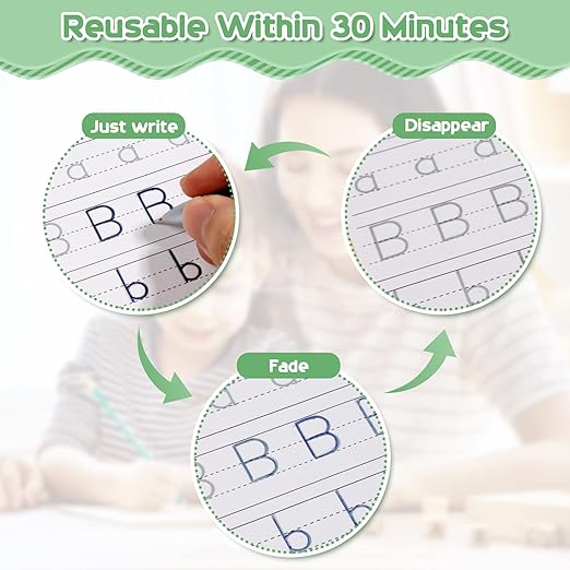 Magical Handwriting Workbooks Handwriting Practice Copybook Aid Magic Pen Reusable Copybook Grooves Template Design for Children Books Suitable for Children's Learning Valentine Gifts for Kids