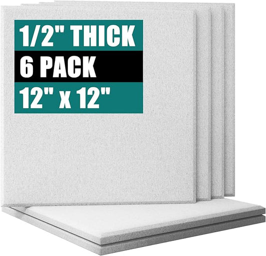 Felt Cork Board for Wall: Extra Large Bulletin Board for Office - 0.5 Inch Thick Corkboard Tiles 6 PCS White Pin Board Squares Adhesive