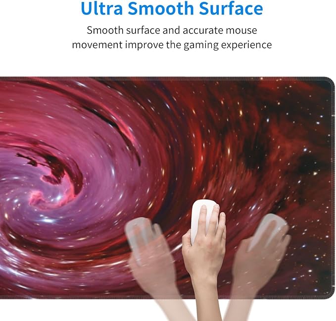 Universe Outer Space Galaxy XL Large Mouse Pad with Stitched Edges Long Non-Slip Rubber Base Mousepad Laptop Keyboard Mat Desk Pad for Office Home Desk Decor, 31.5" X 11.8"