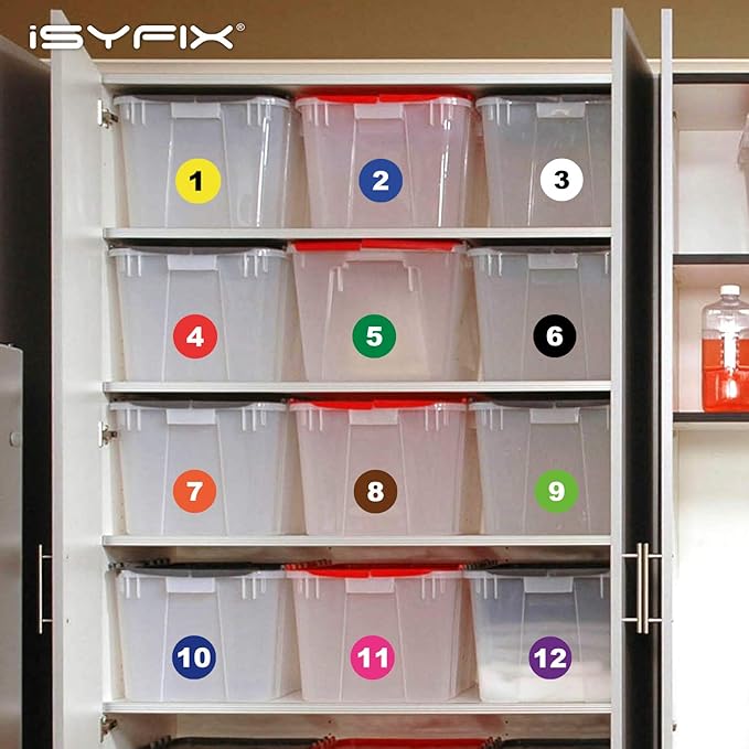 iSYFIX Multicolor Consecutive Number Stickers – 1 to 100, 4-inch, 1 Set – Vinyl Self Adhesive Premium Decal, Ideal for Inventory, Storage, Organizing, Boxes, Toolbox, Lockers & More, Indoor/Outdoor