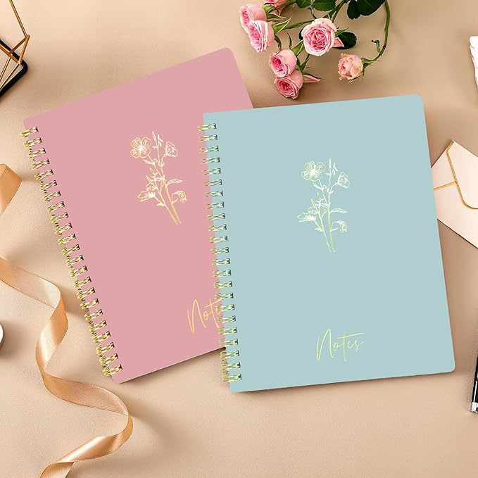 Spiral Journal Notebook for Women,A5 Aesthetic Notebook, 8"X6" college-ruled writing journal, cute notebook suitable for work notebooks, school notebooks and bible journal