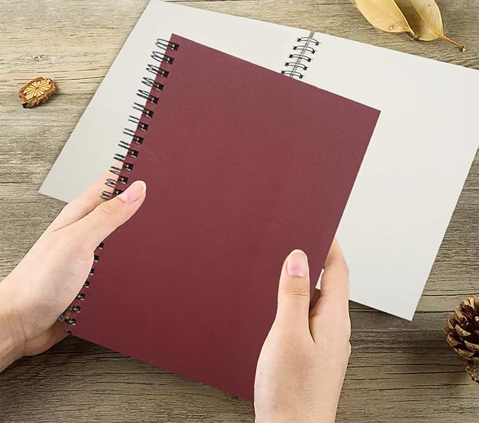 YYaaloa 4-Pack A5 Lined Sketch Book Soft Cover Spiral Notebooks Journals 120 Pages 5.7" x 8.3" Cream colored paper (A5 Lined Red 4pcs)