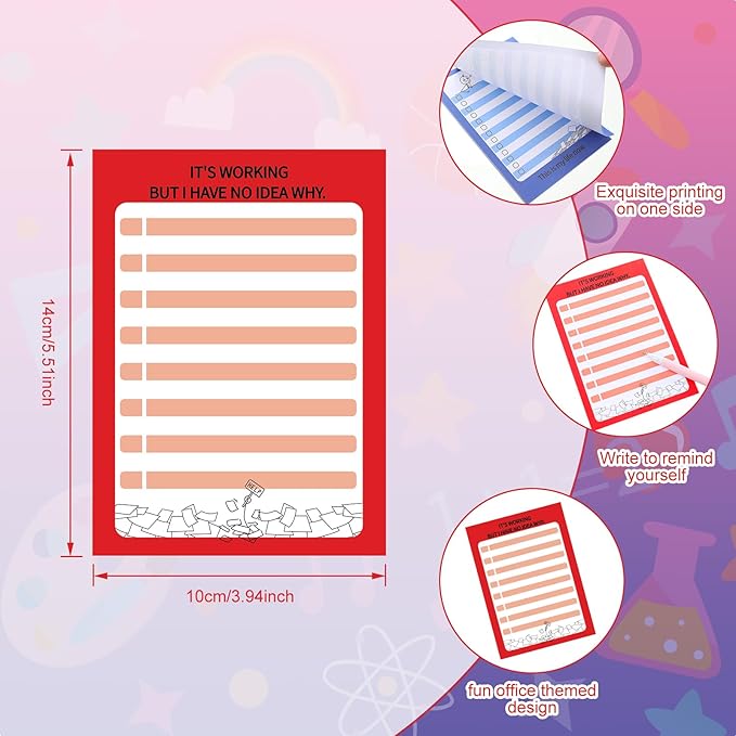 Yeaqee 12 Pcs Funny Notepads for Coworkers Fun Novelty Note Pad Sarcastic Memo Pads Funny to Do List Notepad Assorted Funny Office Gift for Coworkers Teacher Work Supplies, 5.5 x 3.9 Inch 30 Sheets
