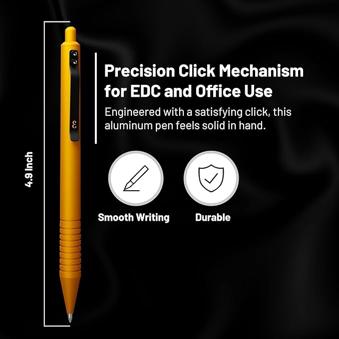 Everyman Amber Super Matte Grafton Pen & Refill Set | Refillable Metal 0.7mm Gel Pen with 3 Smooth Black Ink Refills | Premium EDC Writing Tool for Office, Work, Travel & Gifting