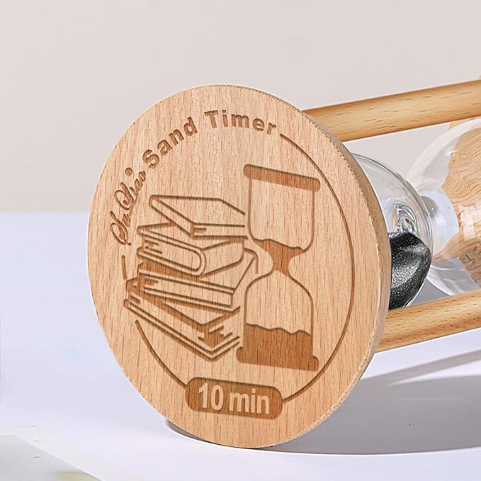 SuLiao Wooden Sand Timer 10 Minute Hourglass, Wood Black Sand Clock, Small Watch 10 Min Timer, Hour Glass Sandglass for Home, Reloj De Arena, Office, Decorative, Game, Classroom