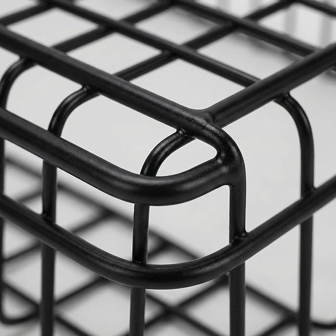 ANZOME 4 Pack Grid Wall Baskets & Gridwall Accessories - Black Metal Wire Mesh Hanging Storage Bins with Built-in Hooks - Display Shelf Organizer for Craft Room, Retail, Office & Kitchen Pantry