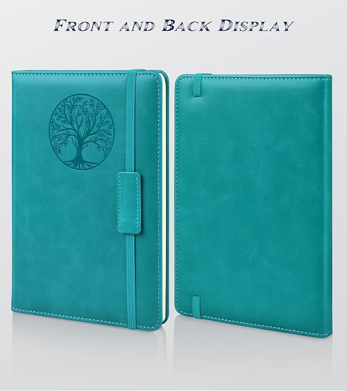 Biuwory Dotted Journal Notebook for Women Men, 160 Pages Hardcover Dot Grid Notebooks for Work, School & Travel, Leather Journals for Writing, Bullet Journaling 5.7"×8.3" (Blue)