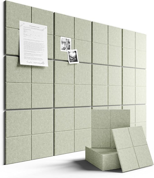 Large Felt Bulletin Board 48" x 36" Cork Board Alternative-12 Pack with 70 Safe Removable Adhesive Tabs, Cork Boards for Walls Cork Board for Home Office Classroom Pin Board - Sage Green