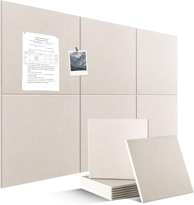 Large Felt Bulletin Board Tiles 36" x 24" Cork Board Alternative 6 Pack with 40 Adhesive Tabs Felt Wall Tiles Cork Boards for Walls Thick Slat Wall Panels for Home Office Classroom Decor