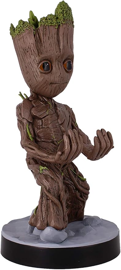 Exquisite Gaming: Guardians of The Galaxy: Toddler Groot - Original Mobile Phone & Gaming Controller Holder, Device Stand, Cable Guys, Marvel Licensed Figure, Black