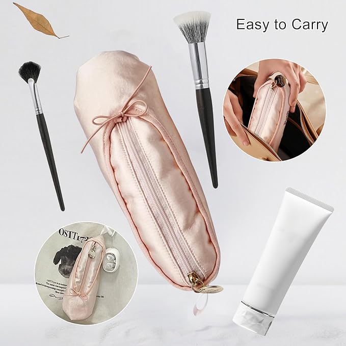 Ballet Shoe Pink Makeup Bag,Small Cosmetic Bag Dance Bag for Girls,Cute Makeup Bag for Purse Pencil Case Mini Bow Cosmetic Travel Makeup Brush Organizer,Dance Recital Gifts for Girls Ballerina Dancer