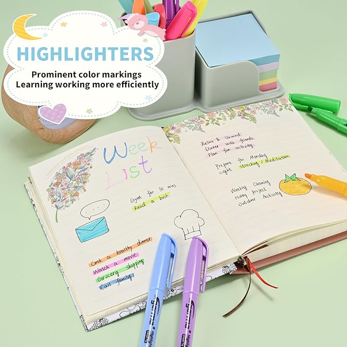 Highlighters Assorted Colors Set, 12 Pack, Chisel Tip Bright Colors, Dry Quickly Colored Highlighters for Journaling, Study Notes, School Office Supplies