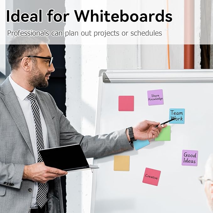 Magnetic Sticky Notes, 3x3 inch, 30-Pack Pastel Dry Erase Magnets, Reusable Magnetic Dry Erease Labels, Easy to Post Notes for Whiteboard, Fridge, Locker, Cabinet, Door - Office Classroom Supplies
