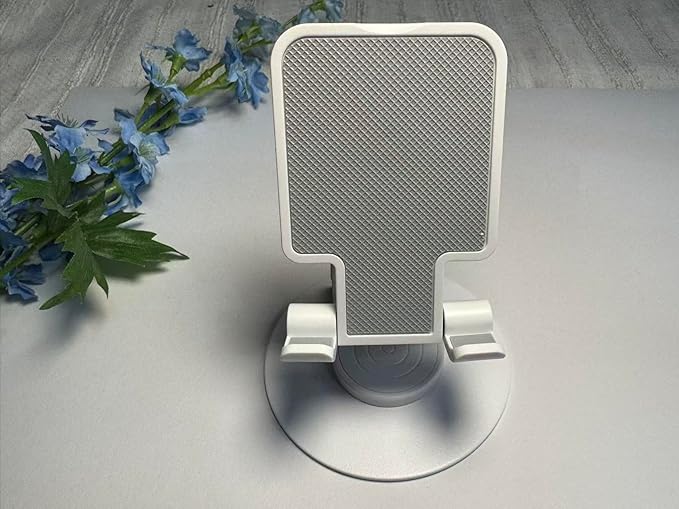 Cell Phone Stand, 360 Rotating Phone Stand, Fully Adjustable and Foldable Desktop Phone Stand. The Base of The Stand is Suitable for All Types of Mobile Phones. (White)