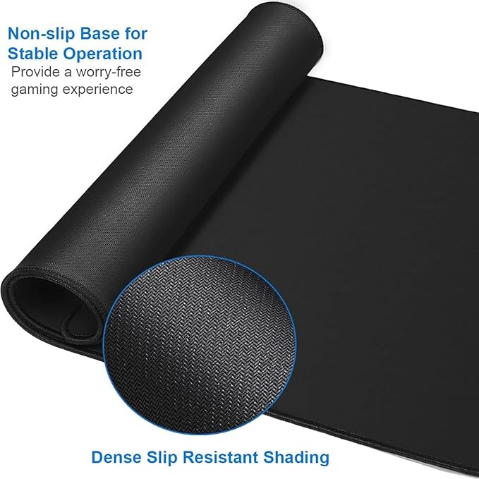 Large Gaming Mouse, 35.4x15.7 inch Large Extended Computer Keyboard Mouse Mat, Water Resist Non-Slip Mousepad Rubber Base Long XXL Desk Mouse Pad for Work & Gaming, Office & Home, Black