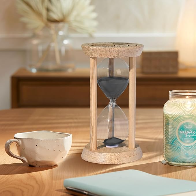 SuLiao Wooden Sand Timer 3 Minute Hourglass, Beech Sand Clock, Small Black Sand Watch 3 Min, Reloj De Arenai Hour Glass Sandglass for Home Office Decorative Game Classroom