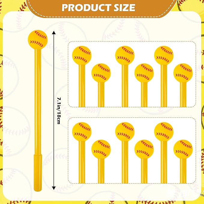 LiYiQ 25 Pcs Softball Party Favor Cartoon Cute Fun Pens for Kids Kawaii Softball Shape Gel Black Ink Pen Cute Softball Pens for School Office Home Student Kids Present