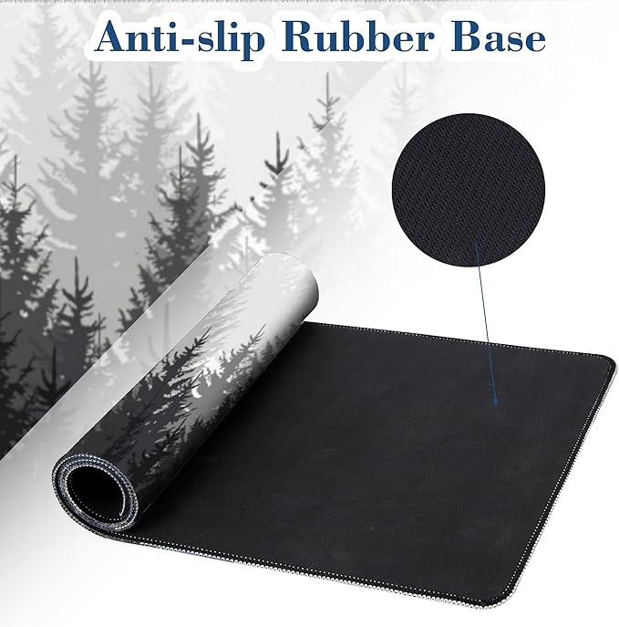 Large Mouse Pad Forest Silhouette Extended Gaming Mousepad Waterproof Desk Pad with Non-Slip Base and Stitched Edge Keyboard Pad XL 11.8 x 31.5 Inch Mouse Mat for Home Office Desk Decor