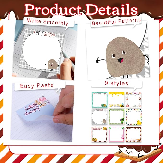 Inspirational Sticky Notes Gifts - 9 Pack Fun Positive Notepads 3x3 Inches, Funny Motivational Self-Adhesive Memo Pads, Positive Office Study Supplies Gift (450 Sheets)