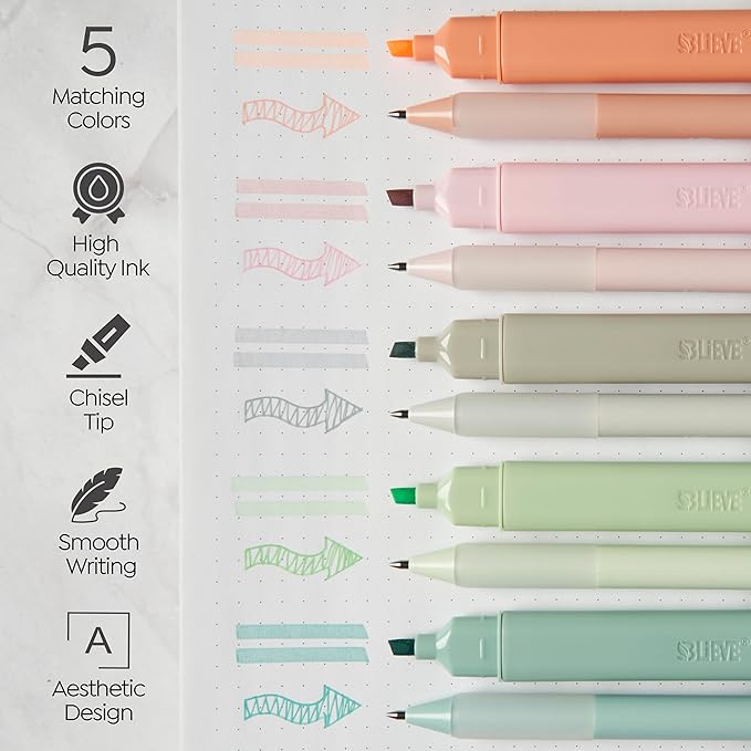 BLIEVE - Aesthetic Highlighters and Gel Pens With Soft Ink And Tip, Bible Highlighters and Pens No Bleed, Dry Fast Easy to Hold, for Bible Journaling Planner School Supplies (Pastel Muted, Multicolor)