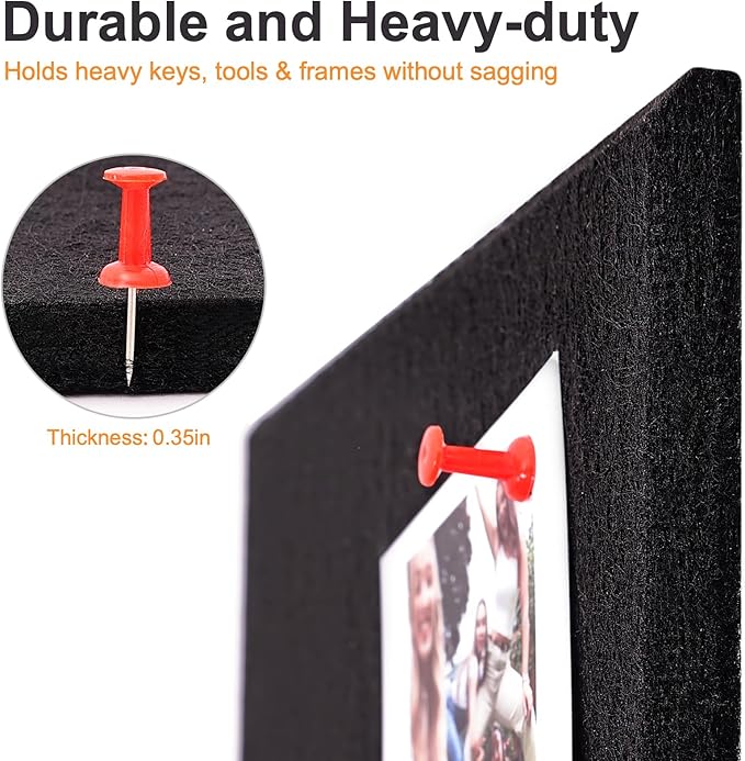 Large Bulletin Cork Boards for Walls 36" x 48", Black Bulletin Board for Office, 12 Pack Cork Felt Boards Tiles for Classroom Decor, Pin Board with Pushpins, Office Essentials