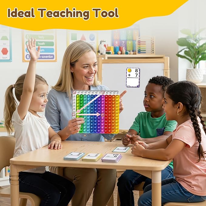 JoyCat Addition and Subtraction Flash Cards with Addition Toy,144 Flashcards for Pre K,1st,2nd,3rd 4th Grade,Math Manipulatives Tools for Homeschool, Classroom & Travel,with Workbook, Markers & Rings